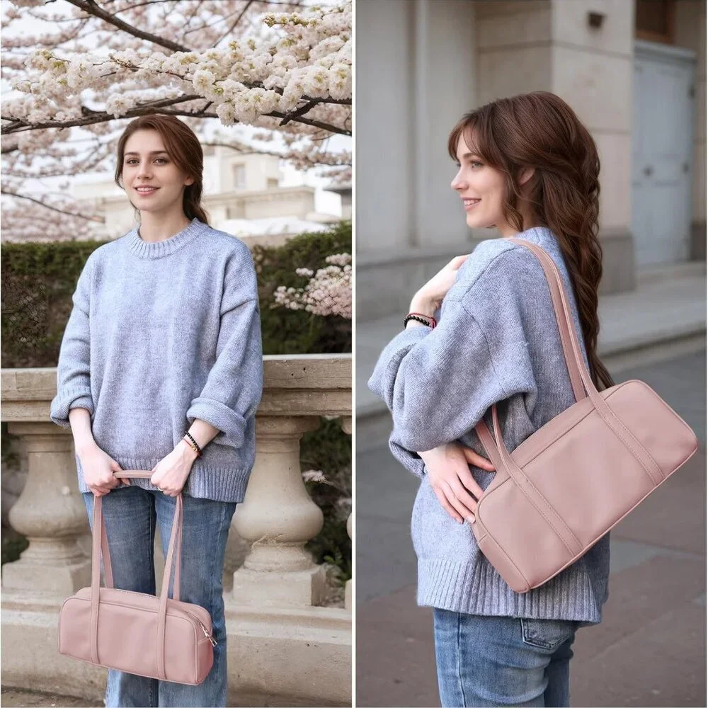 Vegan Leather Shoulder Bag for Women Retro Tote Satchel Crossbody Purse